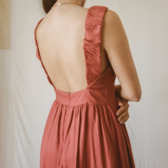 All That Remains Lucia Linen Maxi Dress | Artisan Limited Edition | Sz 6 | Red - Picture 3 of 12